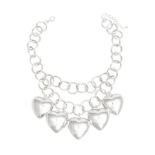 Load image into Gallery viewer, Chain Chunky Polished Silver Puffy Heart Necklace
