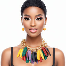 Load image into Gallery viewer, Choker Tribal Multicolor Wood Fringe Layered Set
