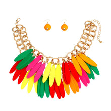 Load image into Gallery viewer, Choker Tribal Rainbow Wood Fringe Layered Set
