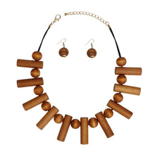 Load image into Gallery viewer, Collar Brown Wood Balanced Asymmetry Necklace
