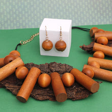Load image into Gallery viewer, Collar Brown Wood Balanced Asymmetry Necklace
