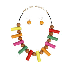 Cargar imagen en el visor de la galería, Collar Multicolor Wood Balanced Asymmetry Necklace
