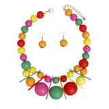 Bib Chunky Rainbow Wood Geometric Bead Necklace