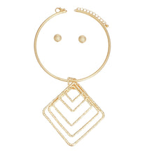 Cargar imagen en el visor de la galería, Necklace Gold Concentric Diamond Dangle Pendant
