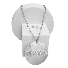 Load image into Gallery viewer, Necklace Long Silver Chain BLESSED Pendant Women
