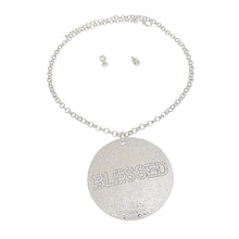 Load image into Gallery viewer, Necklace Long Silver Chain BLESSED Pendant Women
