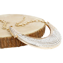 Cargar imagen en el visor de la galería, Bib High Shine Rigid Gold Plate Bling Necklace
