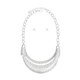 Bib High Shine Rigid Silver Plate Bling Necklace