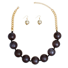Load image into Gallery viewer, Necklace Black Marble Jumbo Ball Bead Set
