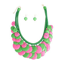 Cargar imagen en el visor de la galería, AKA Sorority Dramatic Long Cord Disc Necklace Set
