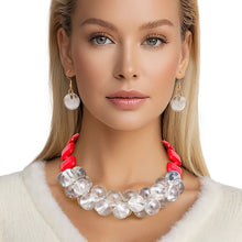Cargar imagen en el visor de la galería, Necklace Bubble and Red Square Bead Necklace Set
