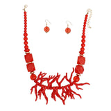 Collar Red 3D Coral Beaded Necklace for Women