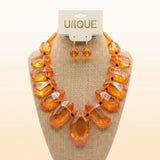 Toggle Chunky Orange Bead Cord Tribal Necklace