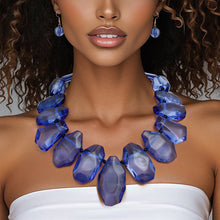 Load image into Gallery viewer, Toggle Chunky Royal Blue Bead Cord Tribal Necklace
