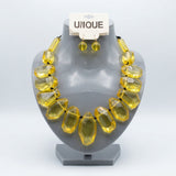 Toggle Chunky Yellow Bead Cord Tribal Necklace