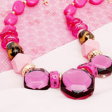 Necklace Fuchsia Leopard Chunky Bead for Women
