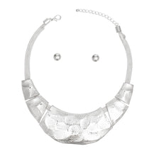 Load image into Gallery viewer, Bib Silver Scratched Plate Heavy Duty Necklace
