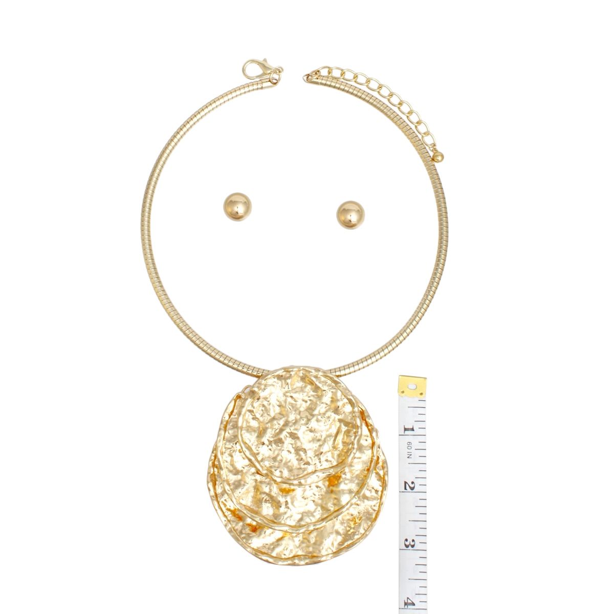 Pendant Gold Industrial Stacked Disc Necklace