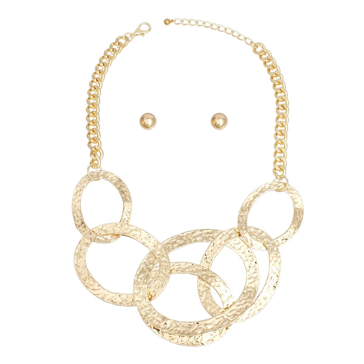 Bib Modernist Chunky Gold Oval Rings Necklace