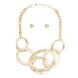 Bib Modernist Chunky Gold Oval Rings Necklace