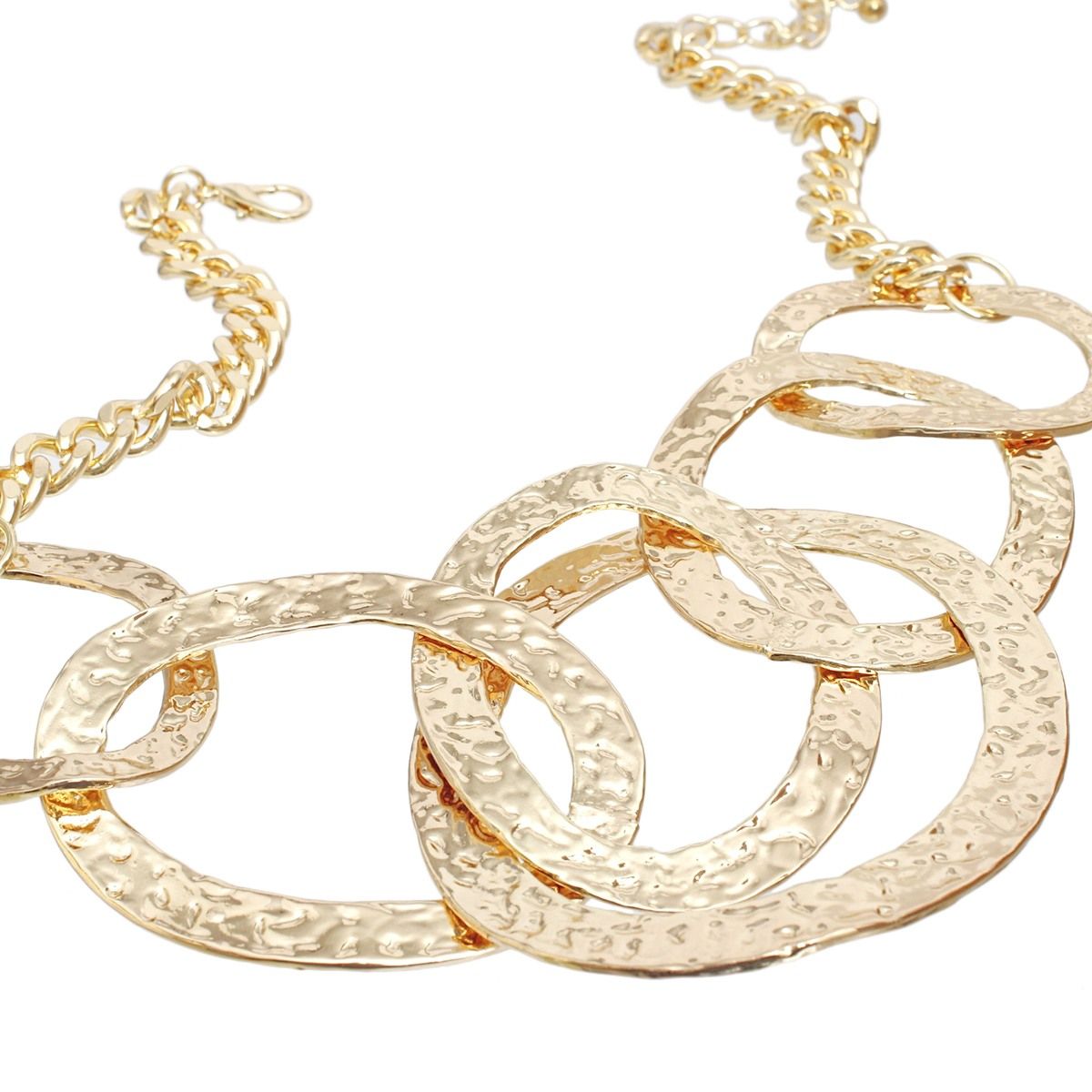 Bib Modernist Chunky Gold Oval Rings Necklace