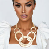 Bib Modernist Chunky Gold Oval Rings Necklace