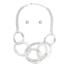 Load image into Gallery viewer, Bib Modernist Chunky Silver Oval Rings Necklace
