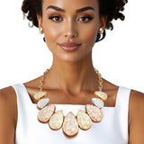 Chain Multi Heavy Crinkle Metal Teardrop Necklace