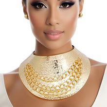 Load image into Gallery viewer, Armor Choker Collar Textured Rigid Gold Metal Set
