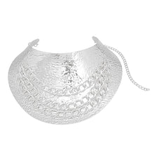 Load image into Gallery viewer, Armor Choker Collar Textured Rigid Silver Metal
