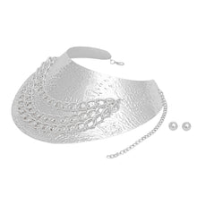 Load image into Gallery viewer, Armor Choker Collar Textured Rigid Silver Metal
