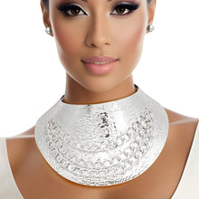 Load image into Gallery viewer, Armor Choker Collar Textured Rigid Silver Metal
