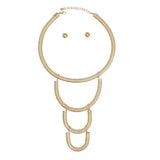 Bib Gold Rigid Coiled Spring U Drop Necklace