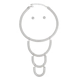 Bib Silver Rigid Coiled Spring U Drop Necklace