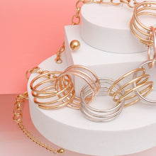 Cargar imagen en el visor de la galería, Collar Mixed Metal Chunky Coiled Wire Rings Set
