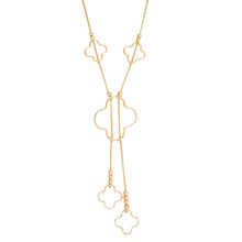 Load image into Gallery viewer, Negligee Long Gold Box Chain Quatrefoil Necklace
