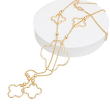 Load image into Gallery viewer, Negligee Long Gold Box Chain Quatrefoil Necklace
