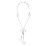 Negligee Long Silver Box Chain Quatrefoil Necklace