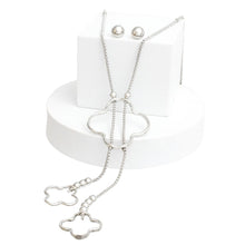 Load image into Gallery viewer, Negligee Long Silver Box Chain Quatrefoil Necklace
