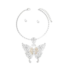 Cargar imagen en el visor de la galería, Choker Silver Crystal Butterfly Pendant Necklace
