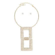 Cargar imagen en el visor de la galería, Choker Gold Lustrous Linked Pave Pendant Necklace

