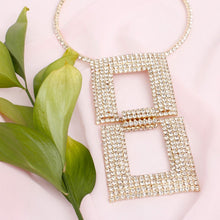 Cargar imagen en el visor de la galería, Choker Gold Lustrous Linked Pave Pendant Necklace
