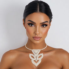Cargar imagen en el visor de la galería, Choker Gold Brilliant Art Deco Pave Pendant Set
