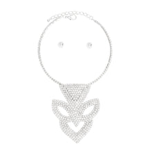 Cargar imagen en el visor de la galería, Choker Silver Brilliant Art Deco Pave Pendant Set
