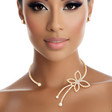 Cargar imagen en el visor de la galería, Memory Wire Choker Gold Rhinestone Butterfly Set
