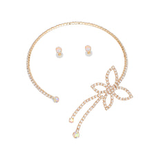 Cargar imagen en el visor de la galería, Memory Wire Choker Gold Rhinestone Butterfly Set
