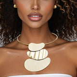 Pendant Gold Multi Fluid Texture Collar Necklace