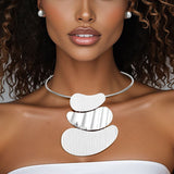 Pendant Silver Multi Fluid Texture Collar Necklace