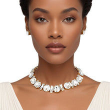 Load image into Gallery viewer, Jeweled Collar Gold Round Baguette Crystal Set
