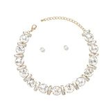 Jeweled Collar Gold Round Baguette Crystal Set